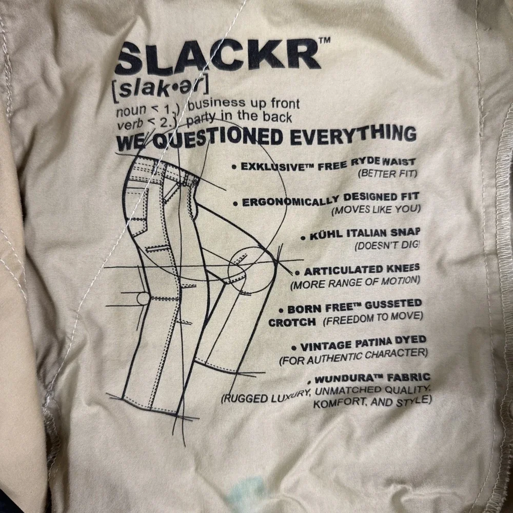 Kuhl Slackr Pant Mens 42x32 Khaki Vintage Patina Dye Articulated Knee - Picture 6 of 9